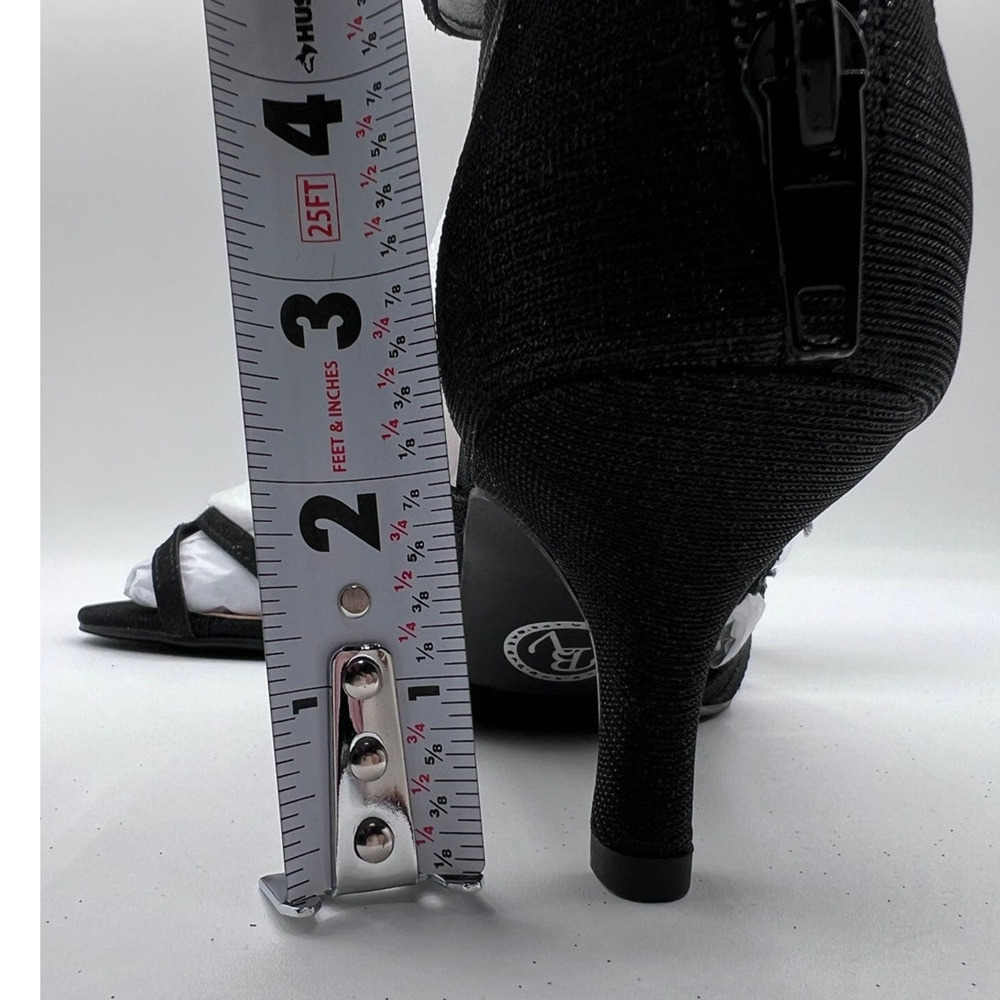 BELLA VITA 'KARLETTE' DRESS HEEL SANDAL BLACK GLITTER FABRIC 6WW DOUBLE WIDE NEW - Picture 10 of 13